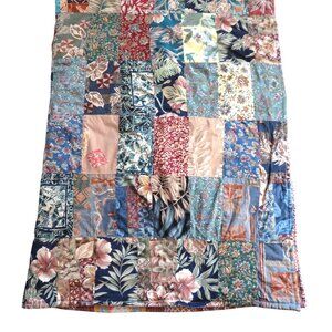 Vintage Handmade Reversable Patchwork Hawaiian Quilt Blanket Throw 42" x 58 Crib